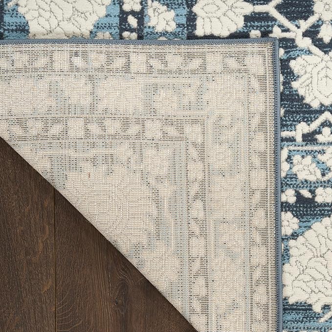 Nourison Home Grace Blue 5'3" x 7'3" Area Rug - Easy Clean, Non Shedding, Bed Room, Living Room, Dining Room, Kitchen (5' x 7')