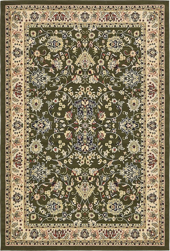 Unique Loom Sialk Hill Collection Area Rug - Washington (6' 1" x 9' Rectangle Green/Hunter Green)