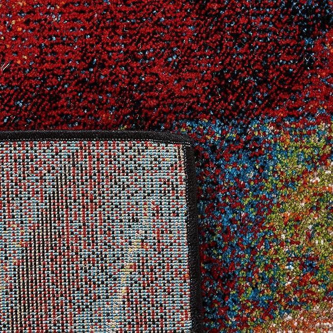 SAFAVIEH Glacier Collection Area Rug - 5'3" x 7'6", Red & Green, Modern Abstract Design, Non-Shedding & Easy Care, Ideal for High Traffic Areas in Living Room, Bedroom (GLA126Q)