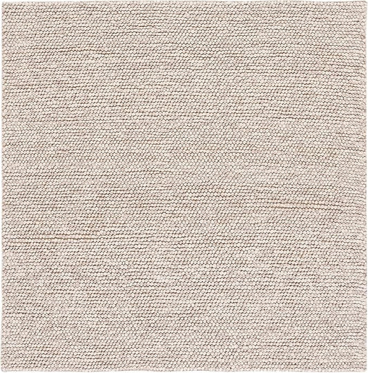 SAFAVIEH Natura Collection Area Rug - 12' Square, Beige, Handmade Wool Blend, Textured Design, Ideal for Living Room, Bedroom, Dining Space (NAT620B)