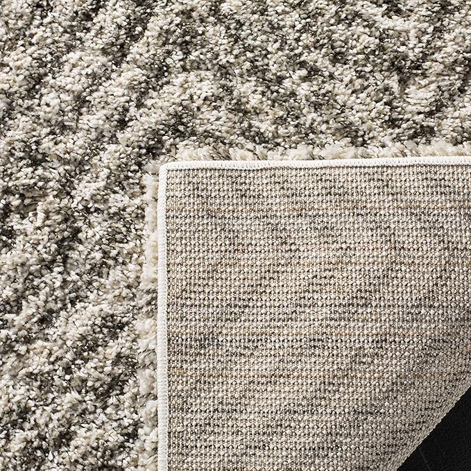 SAFAVIEH Area Rug 8x10 - Hudson Shag Collection - Large - Ivory & Grey, Chevron Pattern, Non-Shedding & Easy Cleaning, Ultra Plush Thick Pile, Ideal for Living Room, Bedroom, Dining Space (SGH375A)