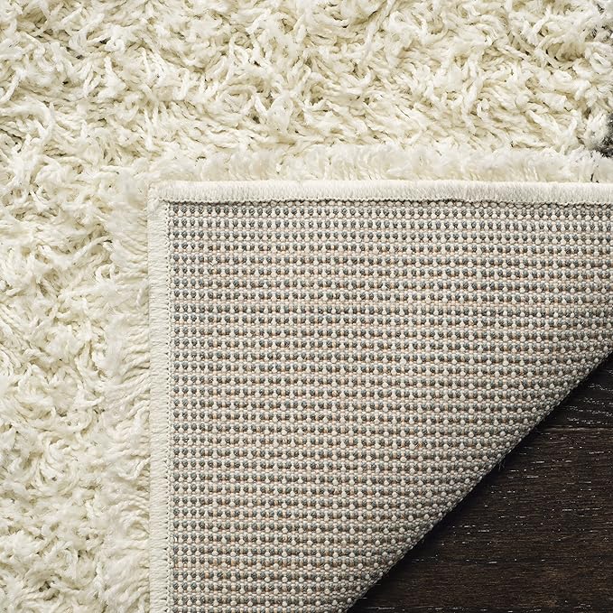 SAFAVIEH Dallas Shag Collection Runner Rug - 2'3" x 8', Ivory & Dark Grey, Trellis Design, Non-Shedding & Easy Care, 1.5-inch Thick Ideal for High Traffic Areas in Living Room, Bedroom (SGD257H)