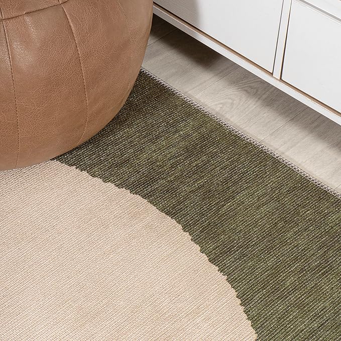 JONATHAN Y Machine Washable Green/Cream Indoor Area Rug 4X6 ft, Cirkel Minimalist Geometric Dot for Living Room, Bedroom, Kitchen, Office, Easy-Cleaning, Pet-Friendly, Non-Shedding WSH113B-4