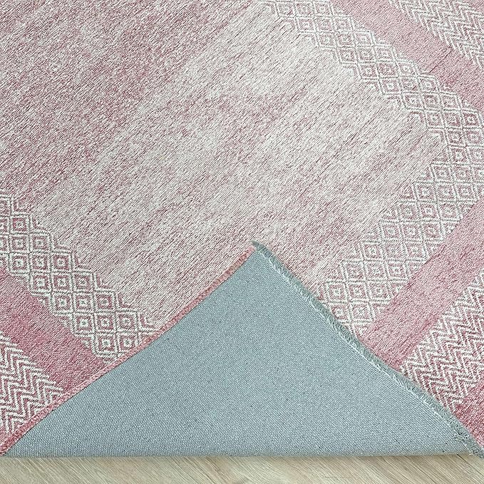 Alfa Rich 5x8 Mauve Lilac Washable Area Rugs for Living Room Bedroom Kitchen Cotton Rug