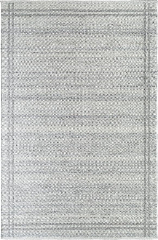 Mark&Day Wool Rugs, 2x8 Janmichael Solid and Border Gray Runner Area Rug, Grey Ivory Carpet for Hallway, Kitchen, Bedroom or Living Room (2'6" x 8' Runner)