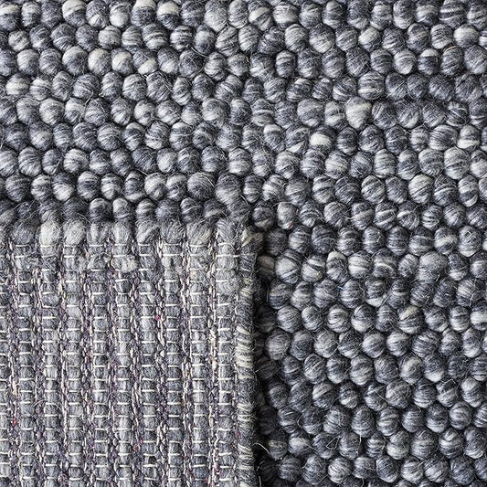 SAFAVIEH Natura Collection Area Rug - 6' Square, Dark Grey, Handmade Wool Blend, Textured Design, Ideal for Living Room, Bedroom, Dining Space (NAT620H)