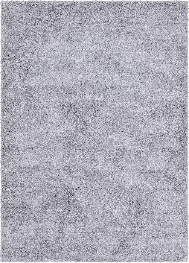 Unique Loom Davos Shag Collection Area Rug - Solid (7' 10" x 11' Rectangle, Sterling)