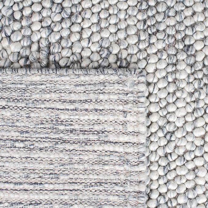 SAFAVIEH Natura Collection Runner Rug - 2'3" x 12', Light Grey & Ivory, Handmade Wool Blend, Textured Design, Ideal for Hallway, Bedroom, Foyer (NAT620G)