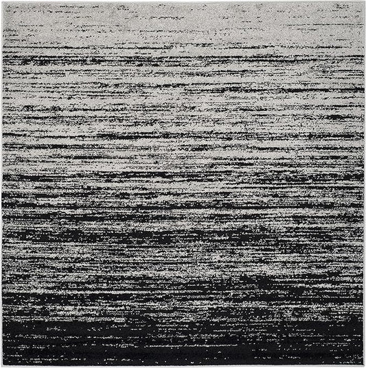 SAFAVIEH Adirondack Collection Area Rug - 12' Square, Silver & Black, Modern Ombre Design, Non Shedding & Easy to Clean, Ideal for Living Room, Bedroom, Office, Dining Space (ADR113A)