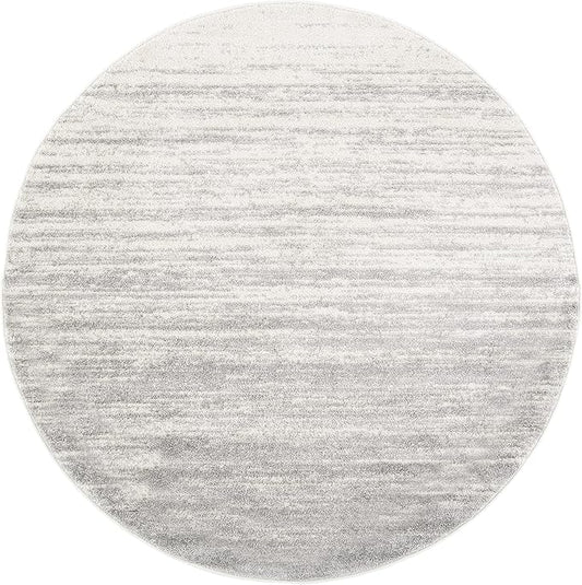 SAFAVIEH Adirondack Collection Area Rug - 11' Round, Ivory & Silver, Modern Ombre Design, Non Shedding & Easy to Clean, Ideal for Living Room, Bedroom, Office, Dining Space (ADR113B)