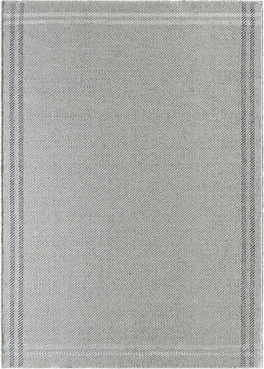 Mark&Day Wool Rugs, 2x8 Janmichael Solid and Border Gray/Black Runner Area Rug, Grey Ivory Black Carpet for Hallway, Kitchen, Bedroom or Living Room (2'6" x 8' Runner)