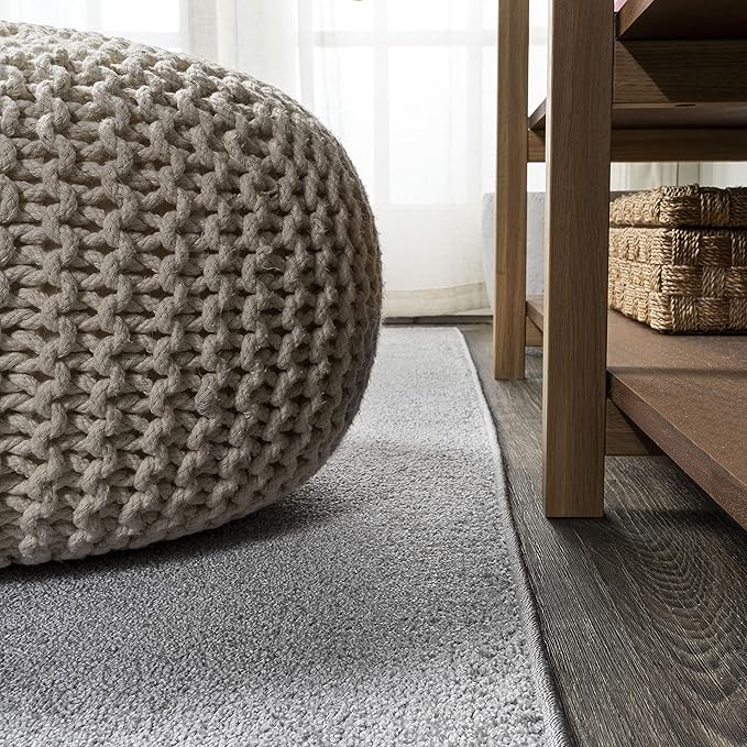 Eyely UES100K-210 Supersoft Haze Solid Low-Pile Indoor Runner Rug Casual;Contemporary;Solid;Traditional, Bedroom, Kitchen, Living Room, Easy-Cleaning, Non-Shedding, 2 X 10, Light Gray