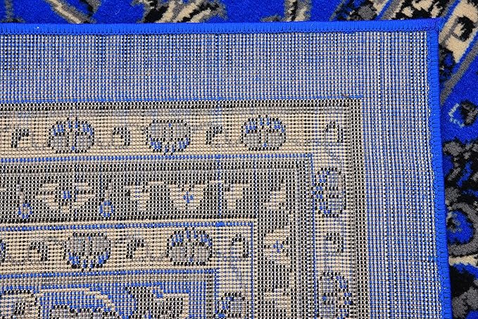 Unique Loom Sialk Hill Collection Area Rug - Washington (9' 10" x 13' 1" Rectangle Dark Blue/Black)