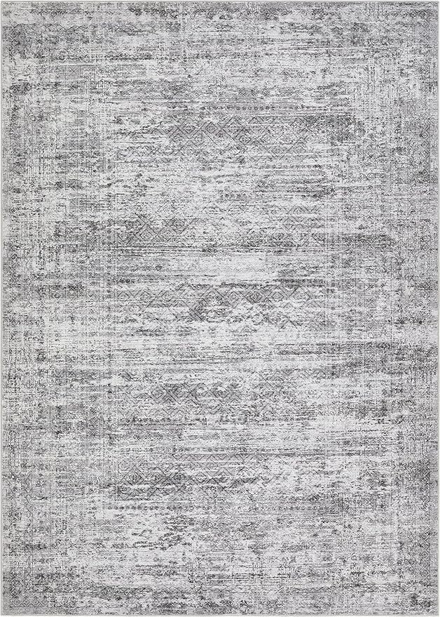 9x12 Area Rug Living Room Rugs - Washable Neutral Modern Abstract Soft Thin Rug Indoor Floor No Slip Rug Carpet for Bedroom Under Dining Table Home Office Decor - Light Gray