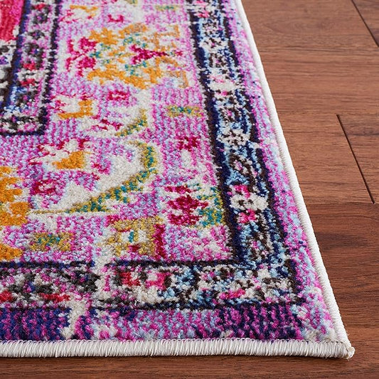SAFAVIEH Monaco Collection Accent Rug - 2'2" x 4', Violet & Fuchsia, Medallion Distressed Design, Non-Shedding & Easy Care, Ideal for High Traffic Areas in Entryway, Living Room, Bedroom (MNC243P)