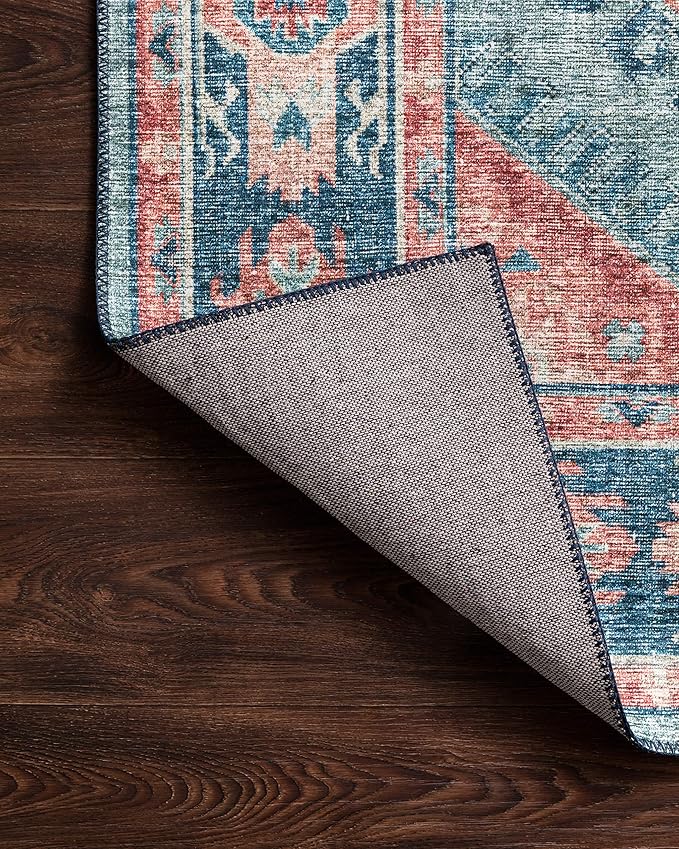 Loloi II Skye Collection SKY-03 Turquoise/Terracotta 6'-0" x 6'-0" Round Area Rug