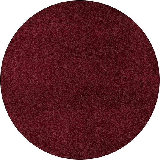 JONATHAN Y Haze Solid Low-Pile Dark Red 5' Round Indoor Area Rug, Coastal,Bohemian,Minimalist,Classic, Easy-Cleaning for Living Room,Bedroom,Kitchen,Pet Friendly,Non-Shedding (SEU100Q-5R)