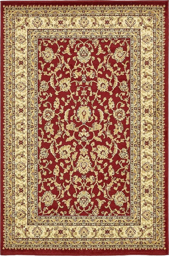 Unique Loom Voyage Collection Traditional Oriental Classic Intricate Design Area Rug (4' 0 x 6' 0 Rectangular, Red/Gold)