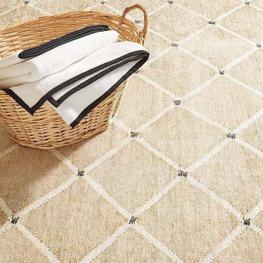 Dash & Albert Kali Natural Machine Washable Rug, 7.5 X 9.5 Feet, Tan Geometric Pattern