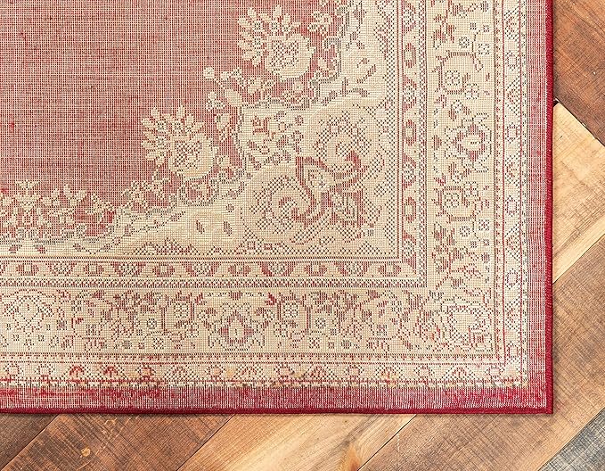 Unique Loom Reza Collection Traditional Persian Style Area Rug, 2 ft 2 in x 3 ft, Burgundy/Ivory