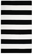 KOZYFLY Black and White Striped Area Rug 3x5 Ft Front Door Rug Hand Woven Cotton Washable Outdoor Doormats Outdoor Entrance Mat for Front Door Kitchen Entryway Patio Front Porch Decor