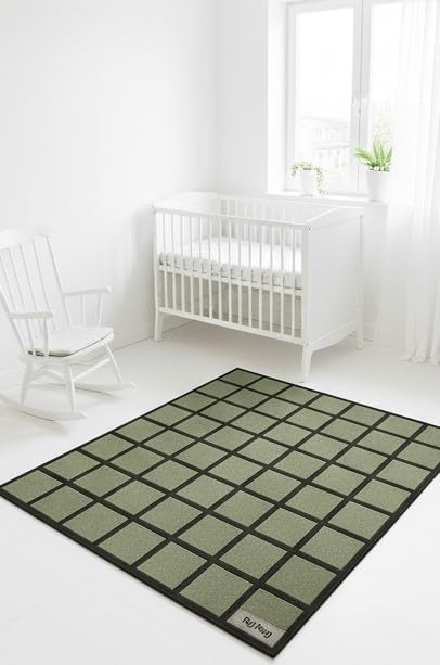 Handmade Wool Area Rug & Runner | Modern Grid Pattern Carpet for Living Room, Bedroom, Hallway & Home Décor | Multiple