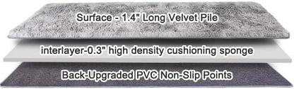 Ultra Soft Fluffy Rugs for Bedroom, Anti-Skid Indoor Carpet Nursery Rugs for Kids Room Home Decor, Rectangular Fuzzy Rug Tie-Dyed Light Grey 2x6Feet