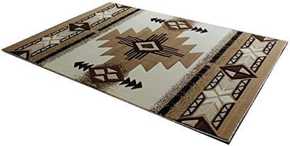 YHSF South West Native American Area Rug C318 - Easy Clean, Thick, Soft, Durable Native Tribal American Indian Inspired Rug for Bedroom/Living Room and More -Ivory, 2 Feet 4 Inches x 10 Feet 11 Inches