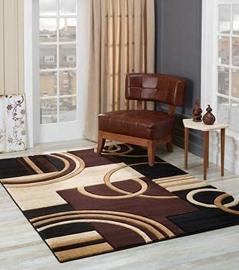 GLORY RUGS Area Rug 2x3 Door Mat Brown Geometric Soft Floor Carpet with Premium Fluffy Texture for Indoor Living Dining Room and Bedroom Area