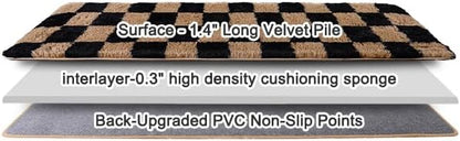 Fluffy Area Rugs for Living Room, Soft Shaggy Carpets for Living Room, Upgrade Anti-Slip Fuzzy Rugs for Kids' Room, Perfect Decor for Modern Home Grid 2x6Feet