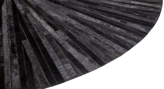 Faux Cowhide Round Area Rug | Non-Slip Leather Floor Carpet for Living Room, Bedroom, and Home Décor | Modern Stylish Accent Rug(Black_8x8)