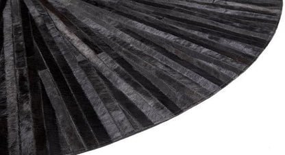 Faux Cowhide Round Area Rug | Non-Slip Leather Floor Carpet for Living Room, Bedroom, and Home Décor | Modern Stylish Accent Rug(Black_9x9)