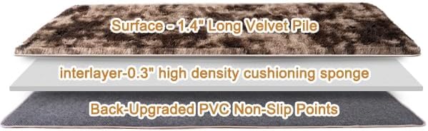 Fluffy Area Rugs for Living Room, Soft Shaggy Carpets for Living Room, Upgrade Anti-Slip Fuzzy Rugs for Kids' Room, Perfect Decor for Modern Home Tie Dye Coffee 2x6Feet