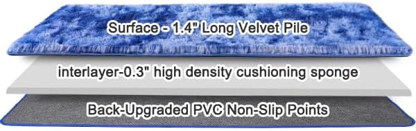 Plush Rugs for Living Room, Soft Shaggy Carpets for Living Room, Upgrade Anti-Skid Fuzzy Rugs for Kids' Room, Perfect Decor for Modern Home Tie Dye Blue 2x6Feet