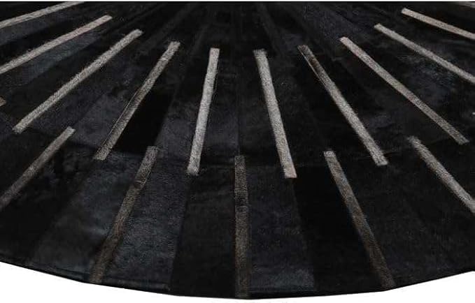 Sn Alef Home Round Designer Rug for Living Room | Handcrafted Black & White Boho Floor Carpet | Modern Ethnic Circular Mat for Home Décor & Meditation Space (Black_10x10)