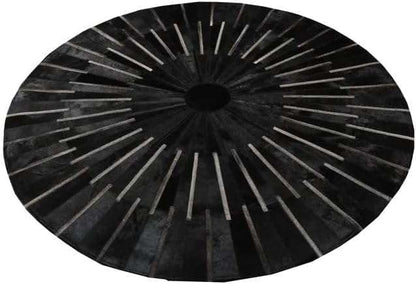 Sn Alef Home Round Designer Rug for Living Room | Handcrafted Black & White Boho Floor Carpet | Modern Ethnic Circular Mat for Home Décor & Meditation Space (Black_10x10)