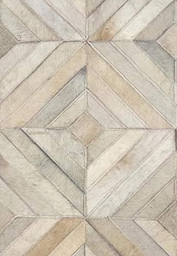 Premium Diamond Patterned Leather Area Rug - 9X12 ft - White- Luxury Non Slip Floor Accent for Dining Room, Living Room, Entryway, Elegant Collection Indoor Carpet