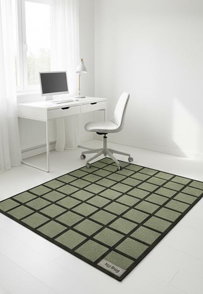 Handmade Wool Area Rug & Runner | Modern Grid Pattern Carpet for Living Room, Bedroom, Hallway & Home Décor | Multiple