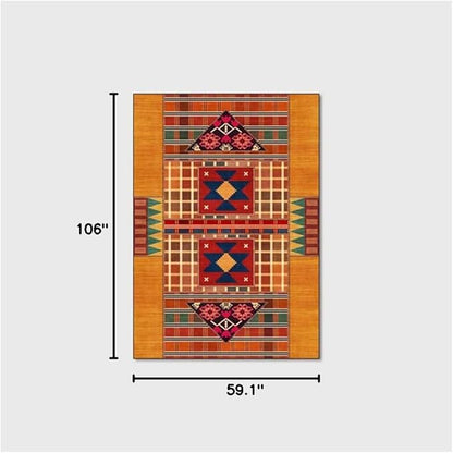 Vintage Boho Area Rugs Multicolor Ethnic Style Geometric Splicing Carpets Bedroom Living Room Kitchen Floor Mats Indoor Outdoor Non-Shedding Runner Rug Home Décor Carpet 5' X 9'
