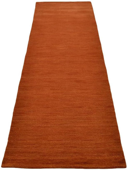 Hand Knotted Loom Wool ECO-Friendly Area Rugs - 2'6''x10', Runner, Orange Color, Solid Plain Design, High Pile Handmade Anti Skid Area Rugs for Living Room, Bed Room (L00111)