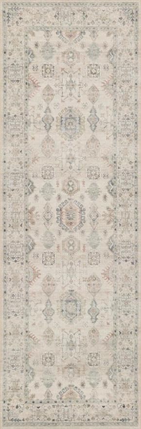 Loloi II Hathaway Collection HTH-05 Steel/Ivory 7'-6" x 9'-6" , .25" Thick, Runner Rug, Soft, Durable, Printed, Modern, Low Pile, Non-Shedding, Easy Clean, Living Room Rug