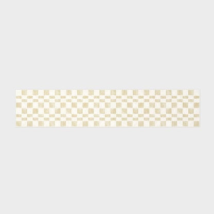 EVERGRACE Checkered Plaid Area Rug 2x10, Soft Fuzzy Faux Wool Rugs Washable Anti Slip Rugs Long Runner Rug Carpet for Entryway Bedroom Living Room Hallway Kitchen Dining Room and Laundry Room, Beige