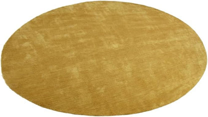 Hand Knotted Loom Wool ECO-Friendly Area Rugs - 6'x6', Round, Gold Color, Solid Plain Design, High Pile Thick Handmade Anti Skid Area Rugs for Living Room, Bed Room (L00111)