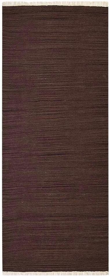 Rugsotic Carpets Hand Woven Flat Weave Kilim Wool ECO-Friendly Area Rugs - 3'x13', Runner Shape, Dark Brown Color, Solid Plain Design, Low Pile Handmade Rugs for Living Room, Bed Room (D00111)
