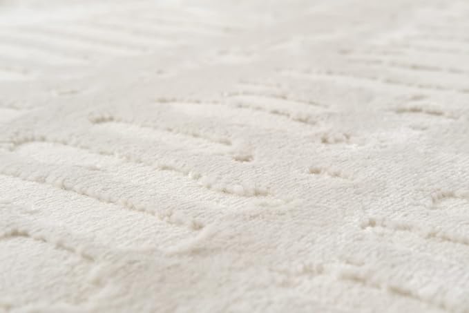 Revival Rugs Shell 5'3"x7'10" Washable Area Rug for Living Room Bedroom - 100% Recycled Oeko-TEX Certified, Medium Pile, Beige, Cream