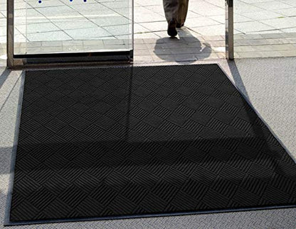 WaterHog Diamond | Commercial-Grade Entrance Mat with Rubber Border – Indoor/Outdoor, Quick Drying, Stain Resistant Door Mat (Bordeaux, 4' x 6')