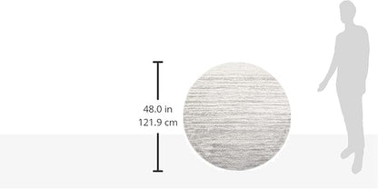 SAFAVIEH Adirondack Collection Area Rug - 4' Round, Ivory & Silver, Modern Ombre Design, Non Shedding & Easy to Clean, Ideal for Living Room, Bedroom, Office, Dining Space (ADR113B)