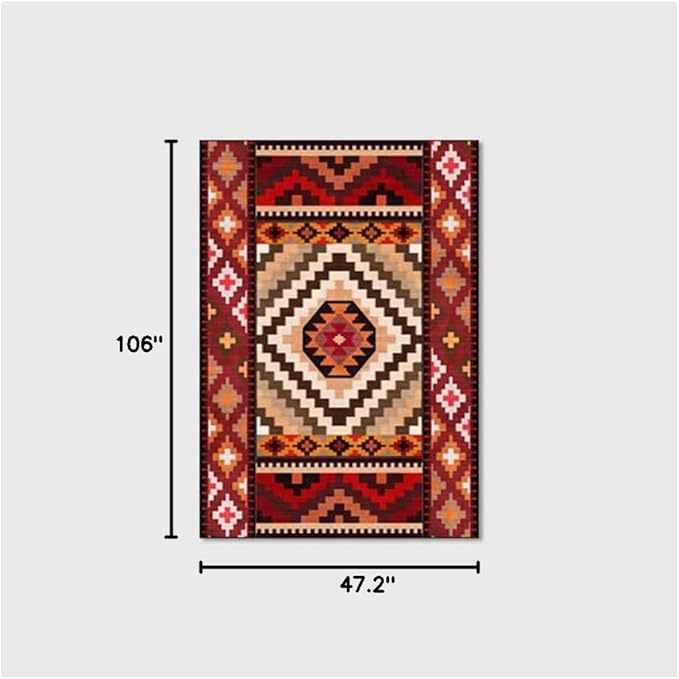 Vintage Boho Area Rugs Multicolor Ethnic Style Geometric Splicing Carpets Bedroom Living Room Kitchen Floor Mats Indoor Outdoor Non-Shedding Runner Rug Home Décor Carpet 4' X 9'