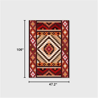 Vintage Boho Area Rugs Multicolor Ethnic Style Geometric Splicing Carpets Bedroom Living Room Kitchen Floor Mats Indoor Outdoor Non-Shedding Runner Rug Home Décor Carpet 4' X 9'