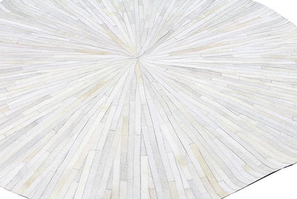 Faux Cowhide Round Area Rug | Non-Slip Leather Floor Carpet for Living Room, Bedroom, and Home Décor | Modern Stylish Accent Rug(White_6x6)